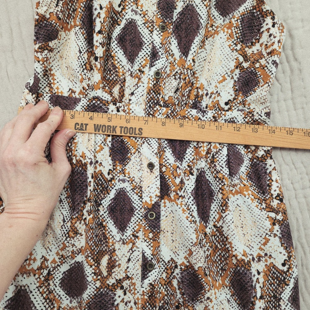 Anthropologie Maeve Maxi Dress 4 Brown Snakeskin Print Tiered Button Front Boho - Picture 8 of 12